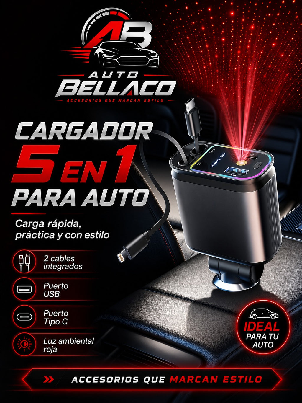 PACK 2 EN 1 CARGADOR 5 EN 1 + POSABRAZO