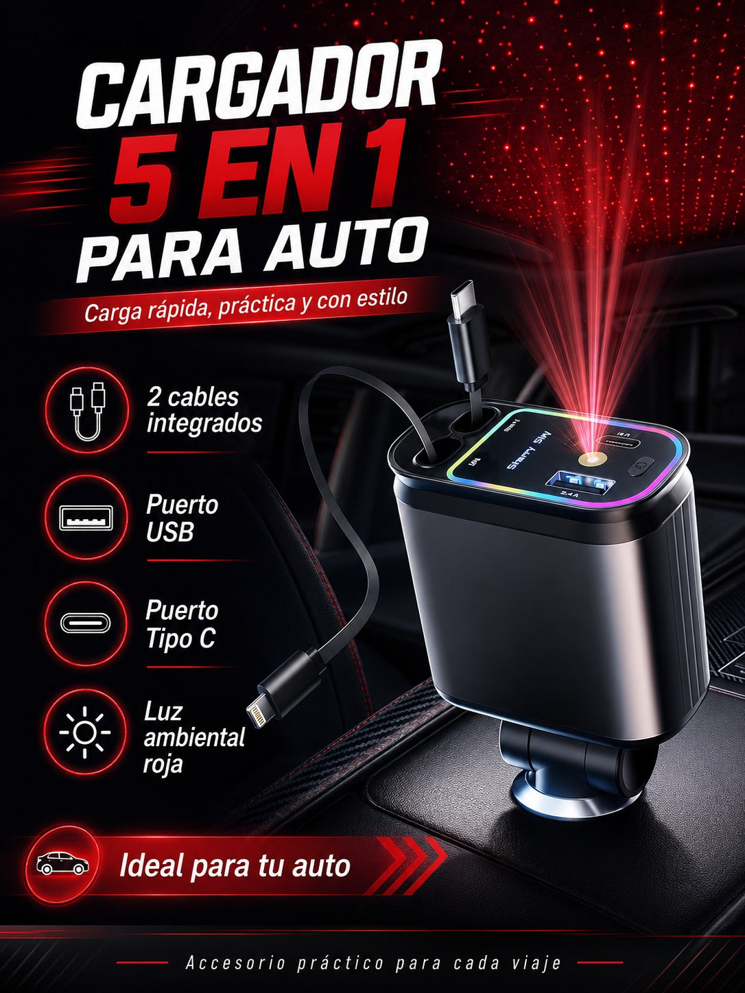 PACK 2 EN 1 CARGADOR 5 EN 1 + POSABRAZO
